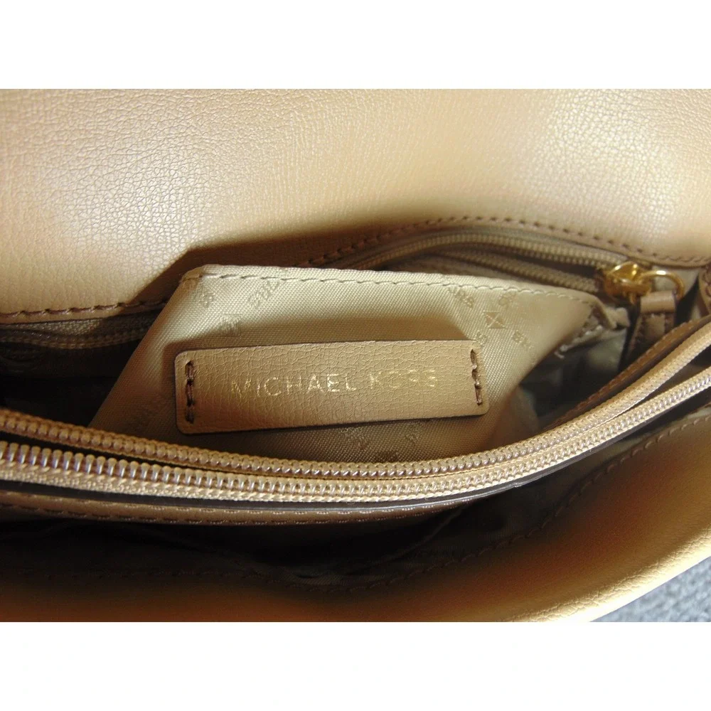 Michael Kors Handbag Jet Set Tan Leather Chain Strap Flap Turn Lock Shoulder Bag